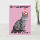 FÊTE COMME UN CHAT CARTE D'ANNIVERSAIRE (Devant)