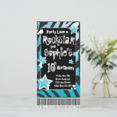 Fête comme un Rockstar - Modèle d'invitation bleu (Debout devant)