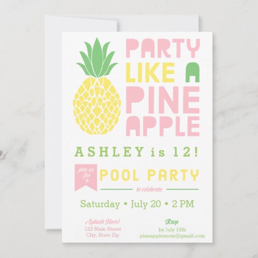 Fête Comme Une Invitation D'Ananas (Devant)