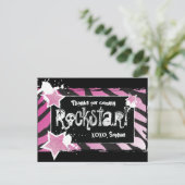 Fête comme une Rockstar - Merci rose carte postale (Debout devant)