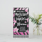 Fête comme une Rockstar - Modèle d'invitation rose (Debout devant)