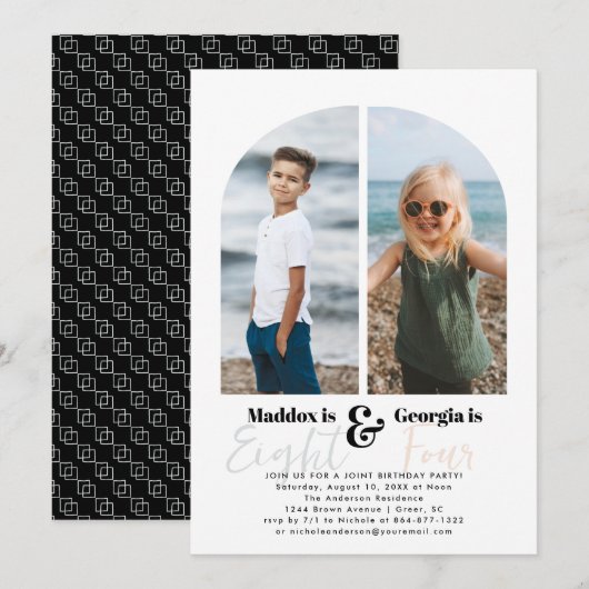 Fête conjointe | Invitation d'anniversaire simple (Devant / Derrière)