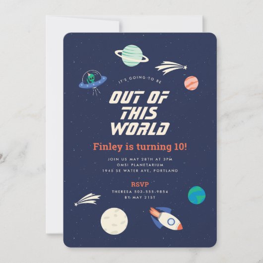Fête cosmique Anniversaire 5x7 Invitation (Devant)