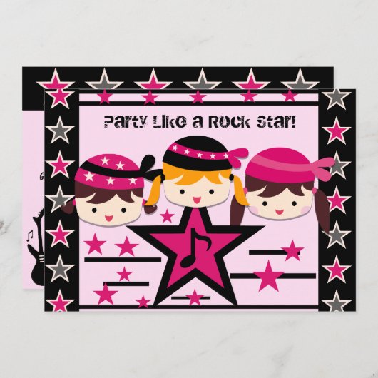 Fête Customisée comme une rock star Invitation (Devant / Derrière)