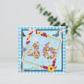 Fête d'anniversaire 46e Invitation fleurs, papillo (Debout devant)