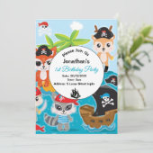 Fête d'anniversaire animal Pirate Invitation (Debout devant)