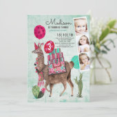 Fête d'anniversaire au zoo | Lama | Invitations (Debout devant)