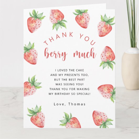 Fête d'anniversaire aux fraises merci beaucoup (Devant)