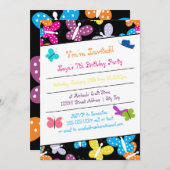 Fête d'anniversaire aux papillons - Invitation (Devant / Derrière)