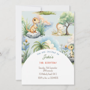 Fête d'anniversaire avec invitation de dinosaures