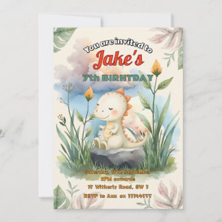 Fête d'anniversaire avec invitation de dinosaures 