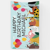 Fête d'anniversaire | Bannière animalière amusante (Vertical)