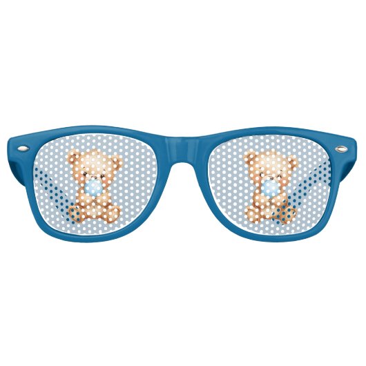 Fête d'anniversaire Blue Teddy Bear Party Lunettes (Devant)
