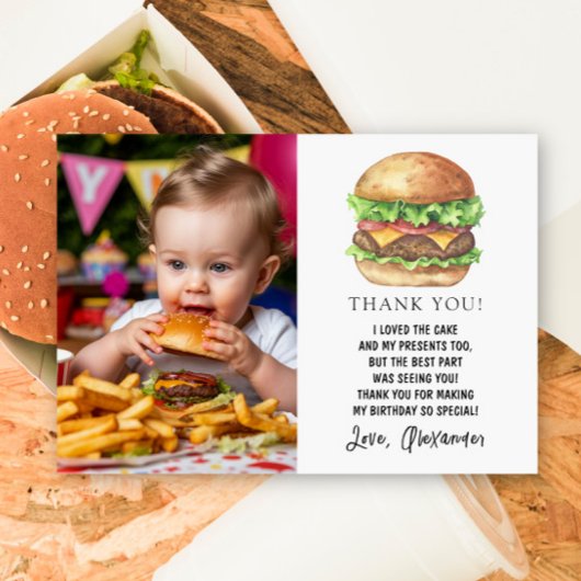 Fête d'anniversaire Burger Aquarelle Merci