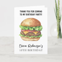 Fête d'anniversaire Burger Aquarelle Merci
