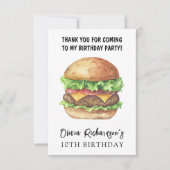 Fête d'anniversaire Burger Party Merci aquarelle (Devant)