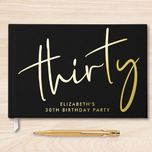 Fête d'anniversaire chic script noir 30 ans