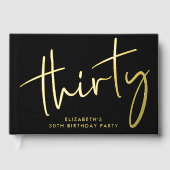 Fête d'anniversaire chic script noir 30 ans (Recto)