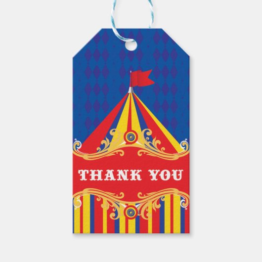 Fête d'anniversaire Circus - étiquettes cadeaux, m (Devant)