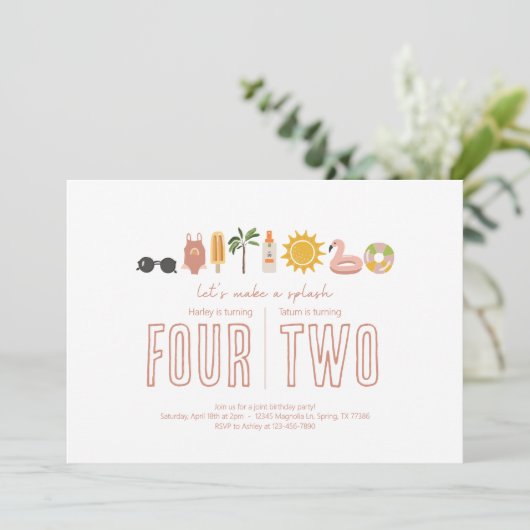 Fête d'anniversaire conjointe - Invitation à thème (Debout devant)