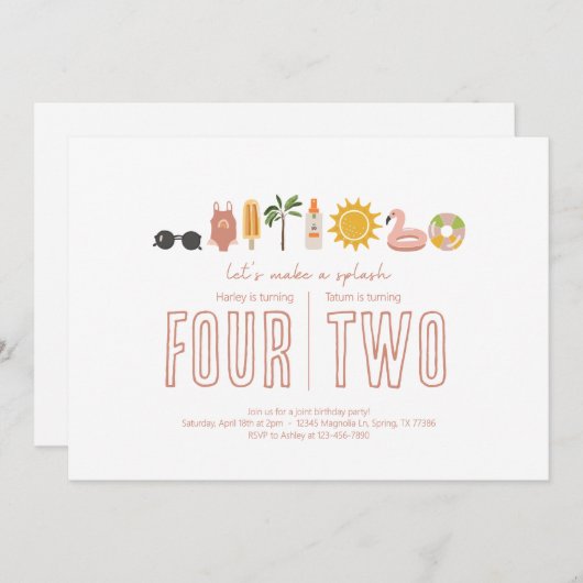 Fête d'anniversaire conjointe - Invitation à thème (Devant / Derrière)