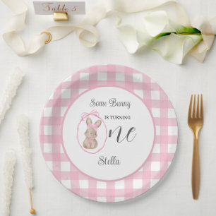 Fête d'anniversaire de 1 an Some Bunny assiette en