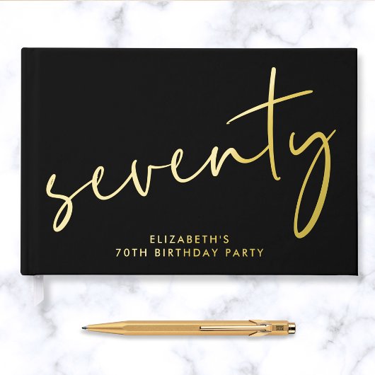 Fête d'anniversaire de 70 ans Chic Script Black
