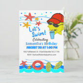 Fête d'anniversaire de baignade Pool Invitation (Debout devant)