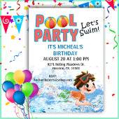 Fête d'anniversaire de baignade Pool Invitation
