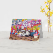 Fête d'anniversaire de Bob - Chat mignon / Carte K (Fleur jaune)