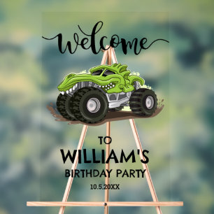 Fête d'anniversaire de camion monstre minimal Garç