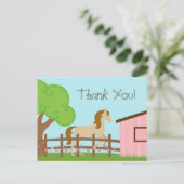 Fête d'anniversaire de cheval de fille merci carte (Debout devant)