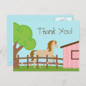 Fête d'anniversaire de cheval de fille merci carte (Devant / Derrière)