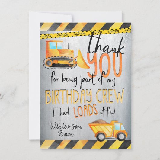 Fête d'anniversaire de construction Merci Cartes d (Devant)
