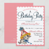Fête d'anniversaire de Kitty| Invitations d'annive (Devant / Derrière)