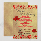 Fête d'anniversaire de la femme Invitation (Devant / Derrière)