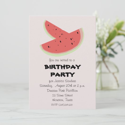 Fête d'anniversaire de la pastèque Invitations per (Debout devant)