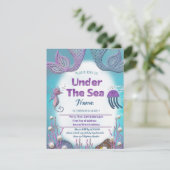 Fête d'anniversaire de sirène invitation pour les (Debout devant)