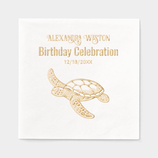 Fête d'anniversaire de tortue marine #7 Nom Date (Recto)