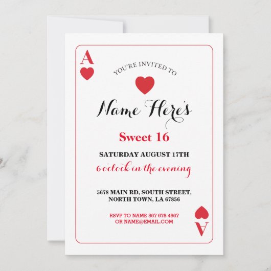 Fête d'anniversaire de Vegas d'as de carte de jeu (Devant)