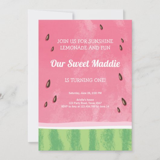 Fête d'anniversaire de Watermelon Invitation Melon (Devant)