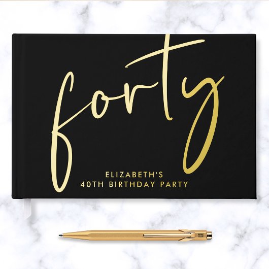 Fête d'anniversaire des 40 ans Chic Script Black