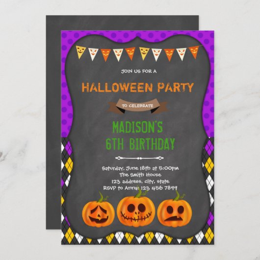Fête d'anniversaire d'Halloween Invitation (Devant / Derrière)