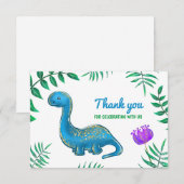 Fête d'anniversaire dinosaure | Merci Blue Dino (Devant / Derrière)