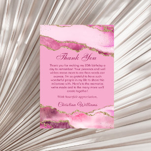 Fête d'anniversaire élégante rose et or Merci