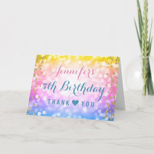 Fête d'anniversaire enfants Merci Licorne Arc-en-c (Devant)