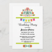 Fête d'anniversaire Floral Fiesta Invitation mexic (Devant / Derrière)