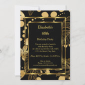 Fête d'anniversaire Gold Black Floral Invitation (Devant)