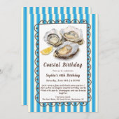 Fête d'anniversaire huître | Invitation côtière él (Devant / Derrière)