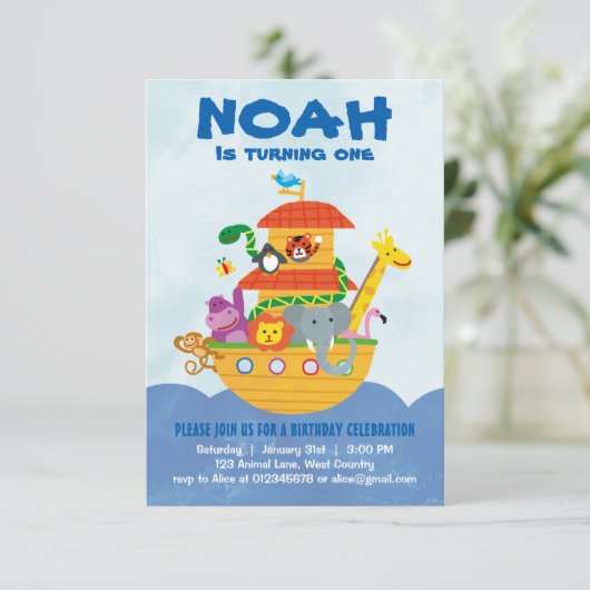Fête d'anniversaire - invitation de Noah's Ark (Debout devant)